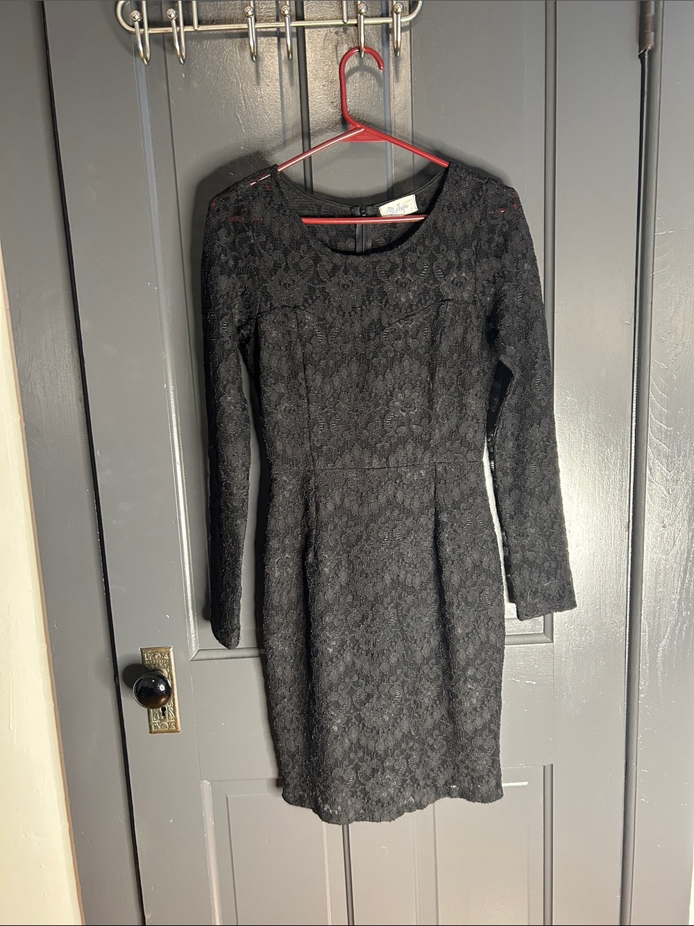 Long-Sleeve Black Lace Sheath Dress